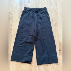 Quince Supersoft Fleece Cropped Wide Leg Pants Black size XS